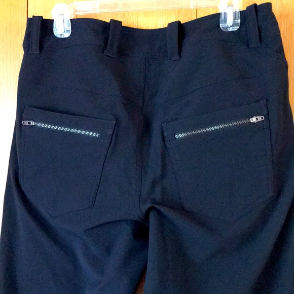 Lululemon 36 x 35 TALL black stretch knit pants trousers 7 pockets rear zippers